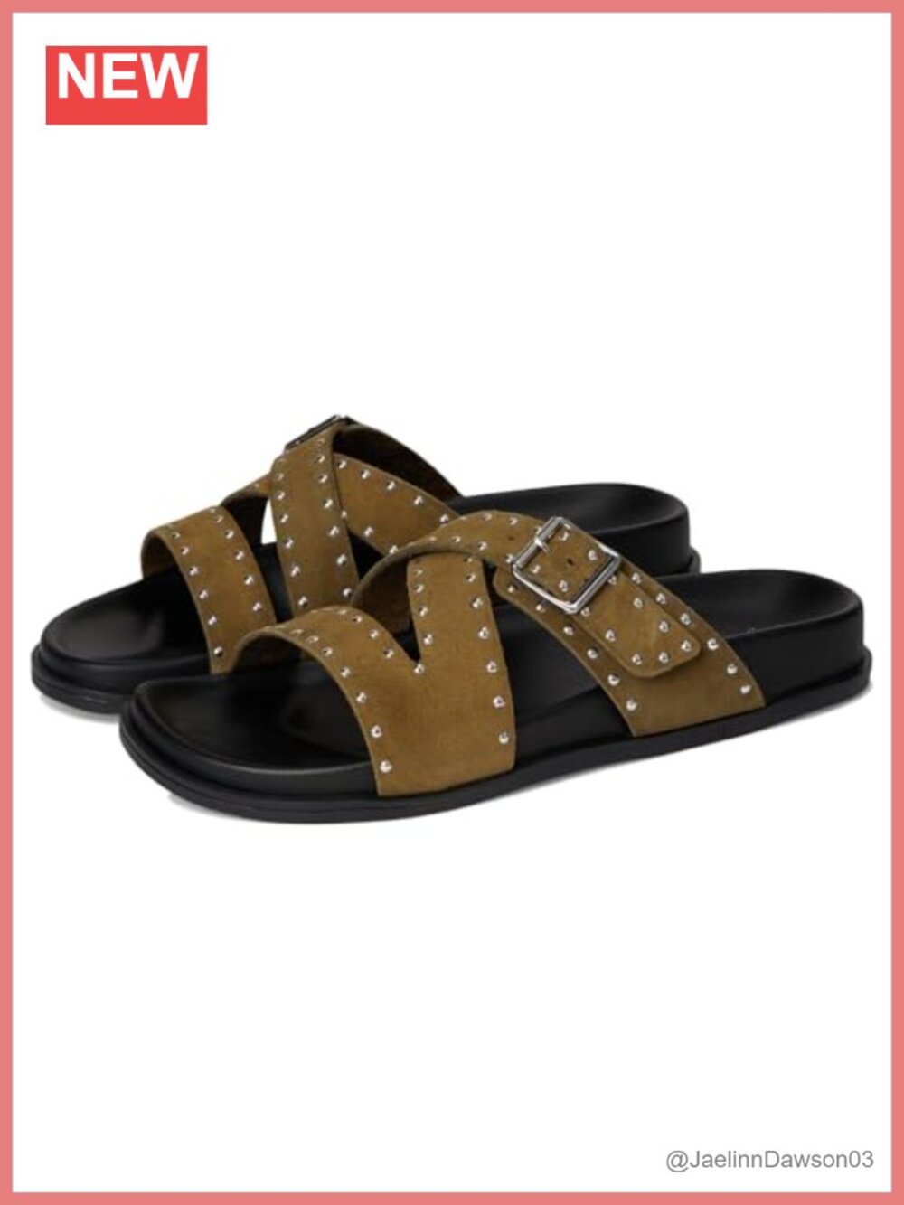 Suede Studded Slide Sandal Mule Flat